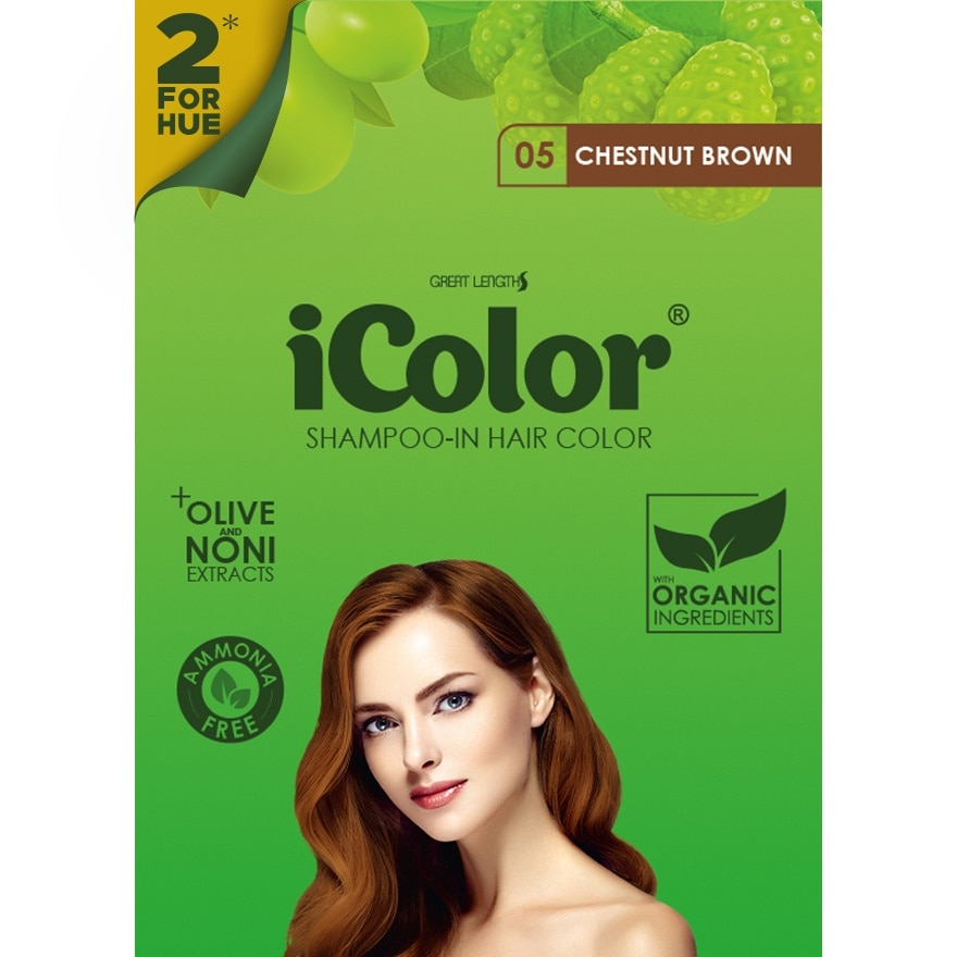 ICOLOR PLUS SHAMPOO DYE 2 FOR HUE CHESTNUT BROWN 30ML