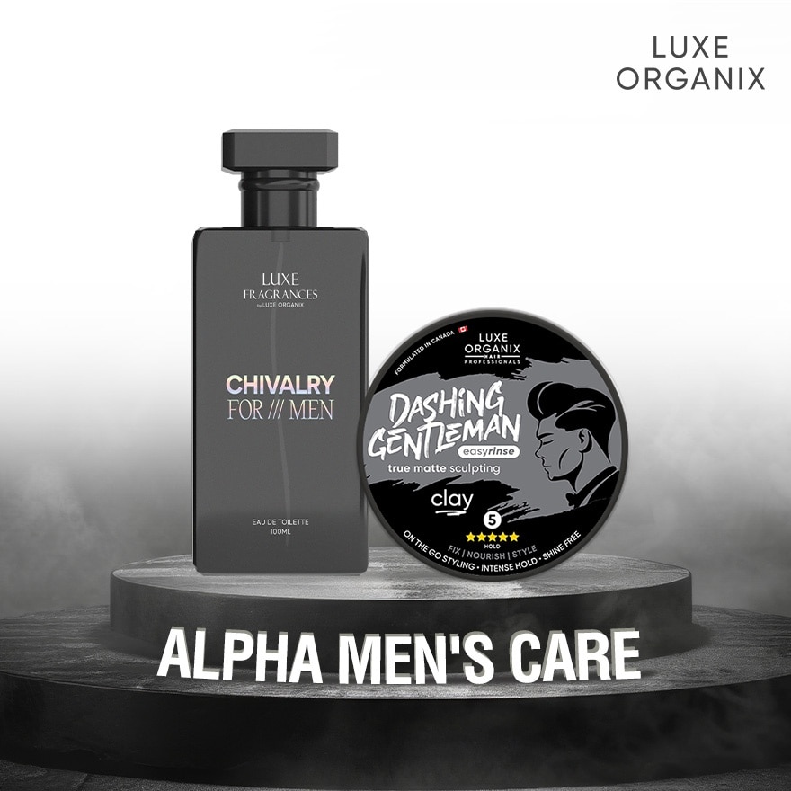 LUXE ORGANIX Triumph For Men Eau De Toilette & Dashing Gentleman Wax Alpha Mens Care Duo