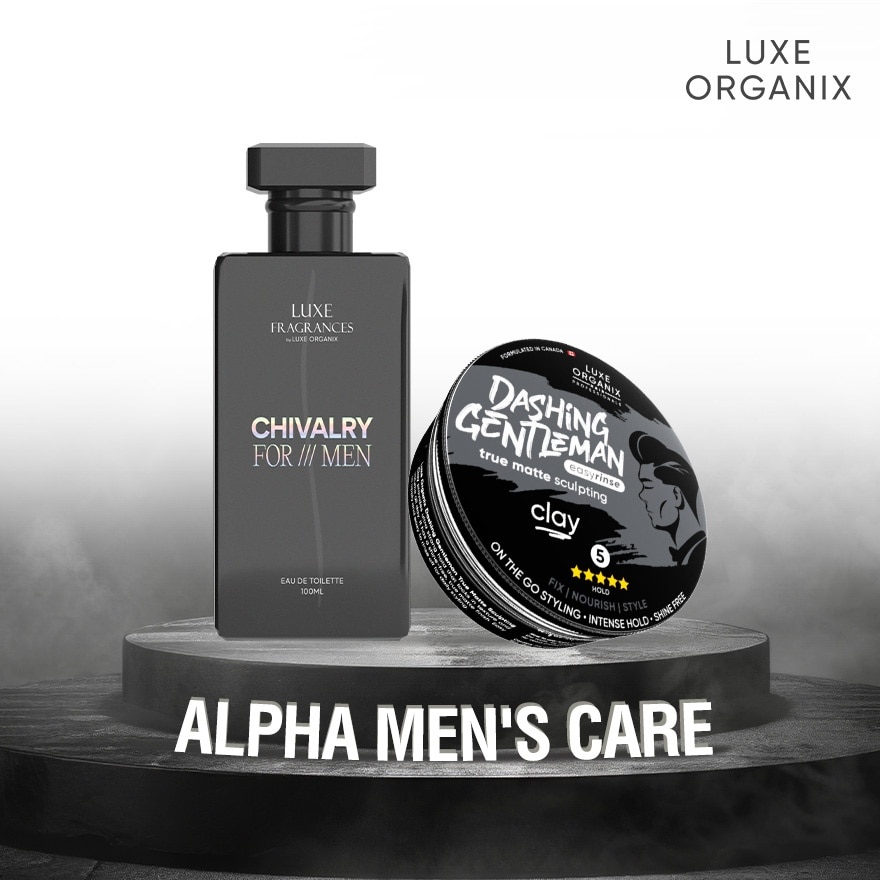 LUXE ORGANIX Triumph For Men Eau De Toilette & Dashing Gentleman Wax Alpha Mens Care Duo