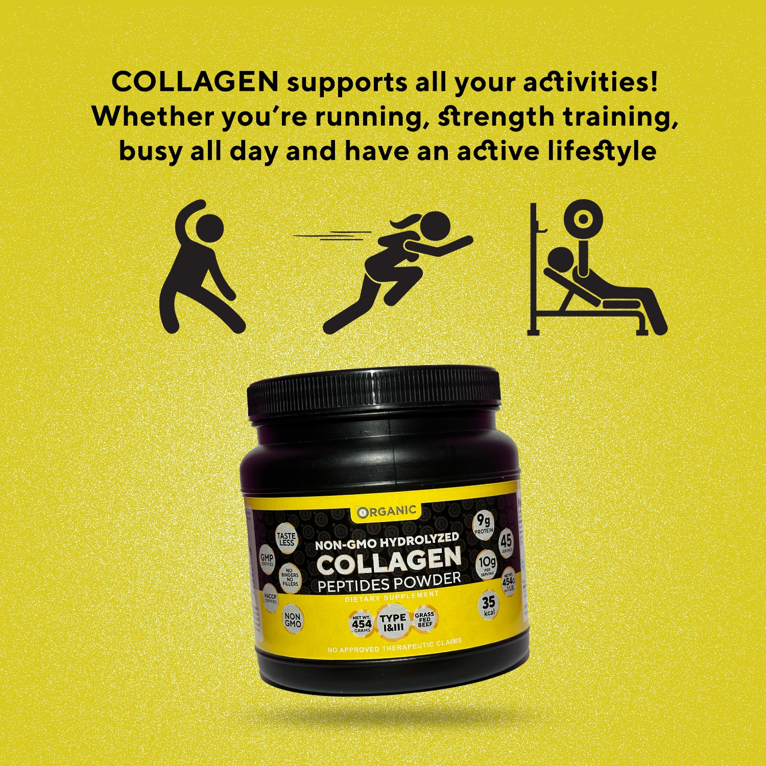 1Organic Collagen Peptides Powder 100 Grams Pouch image
