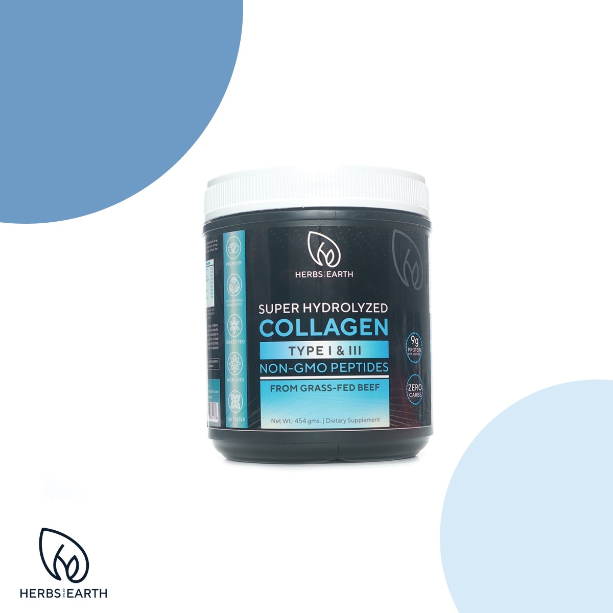 Collagen Powder Super Hydrolyzed Types I&III 454G Jar USA MADE Herbs of the Earth image