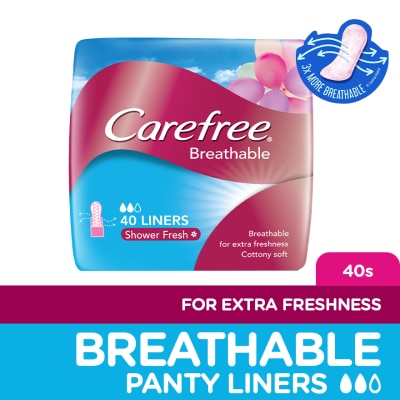 CAREFREE - Carefree Breathable Panty Liners Flats 40s - Feminine Care, Odor Control, Absorb Discharge image