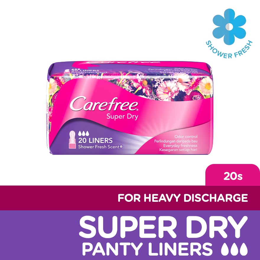Carefree Super Dry Panty Liners 20s Feminine Care, Odor Control, Absorb Discharge image