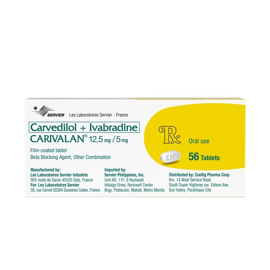 Carvedilol 12.5 mg+ Ivabradine hydrochloride 5mg 1 Film-Coated Tablet (sold per piece) [PRESCRIPTION REQUIRED]