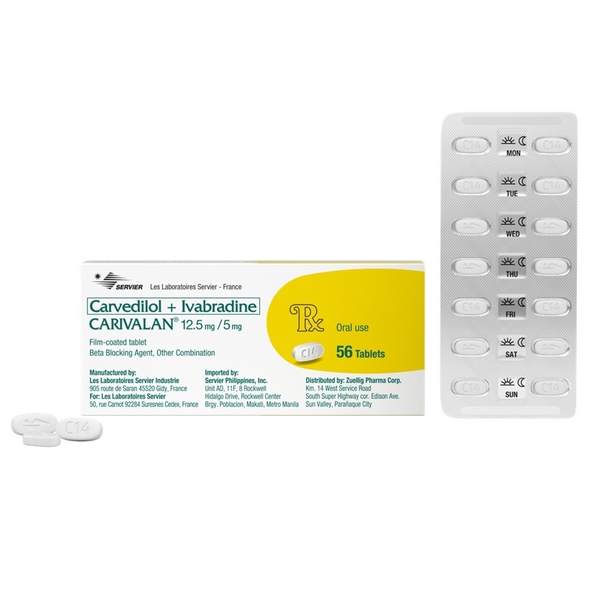 Carvedilol 12.5 mg+ Ivabradine hydrochloride 5mg 1 Film-Coated Tablet (sold per piece) [PRESCRIPTION REQUIRED]