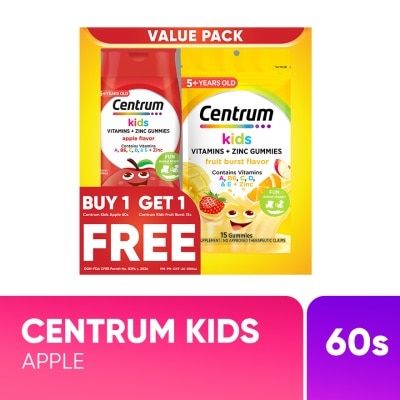 CENTRUM CENTRUM Kids Apple 60s Get Free Centrum Kids Fruit Burst 15s image