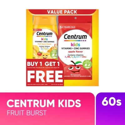 CENTRUM CENTRUM Kids Fruit Burst 60s Get Free Centrum Kids Apple 15s image