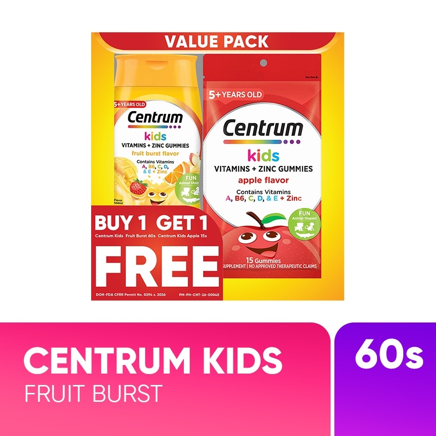 CENTRUM Kids Fruit Burst 60s Get Free Centrum Kids Apple 15s image