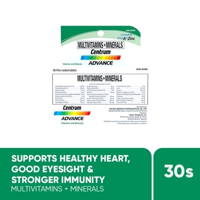CENTRUM Centrum Advance Multivitamins + Minerals 30 Tablets Bottle