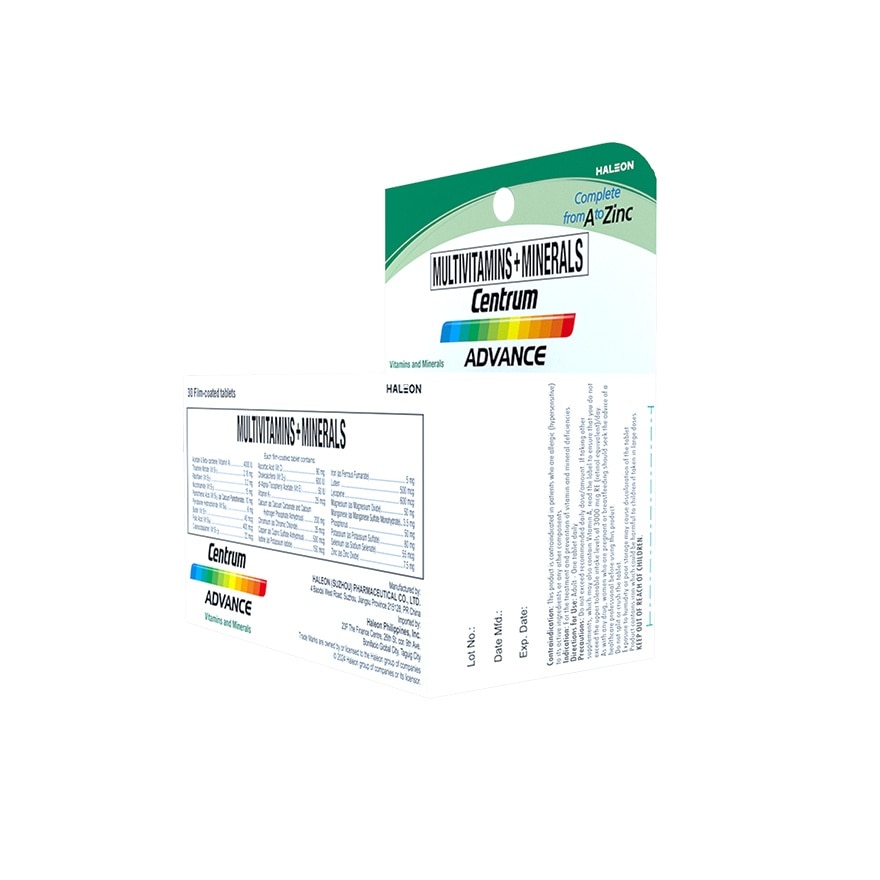 Centrum Advance Multivitamins + Minerals 30 Tablets Bottle