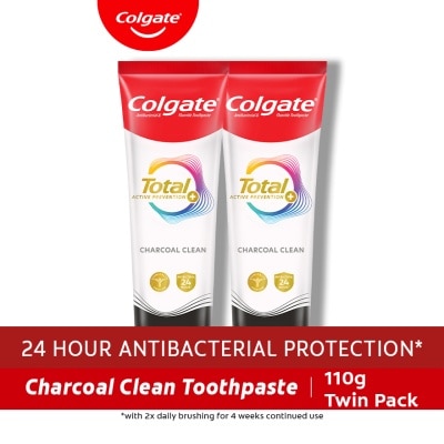 COLGATE - Colgate Total Charcoal Deep Clean Antibacterial Toothpaste 110g Twin Pack
