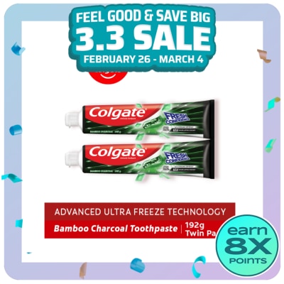 COLGATE Fresh Confidence Bamboo Charcoal Whitening Toothpaste  for Fresh Breath 140ml Twin Pack