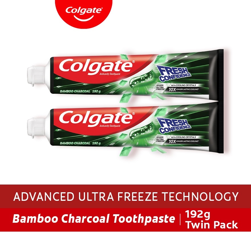 Fresh Confidence Bamboo Charcoal Whitening Toothpaste  for Fresh Breath 140ml Twin Pack