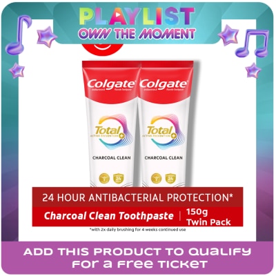 COLGATE - Total Charcoal Deep Clean Whole Mouth Health Toothpaste 150g Twin Pack 70% off on 2nd tube