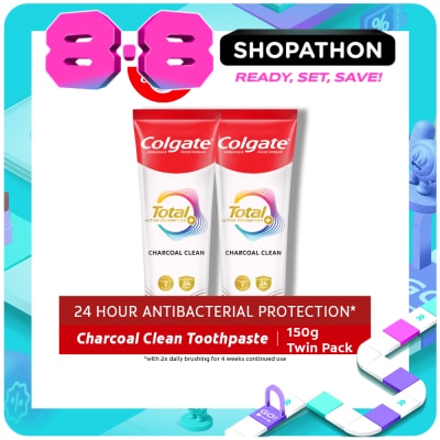 COLGATE - Colgate Total Charcoal Deep Clean Antibacterial Toothpaste 150g Twin Pack image