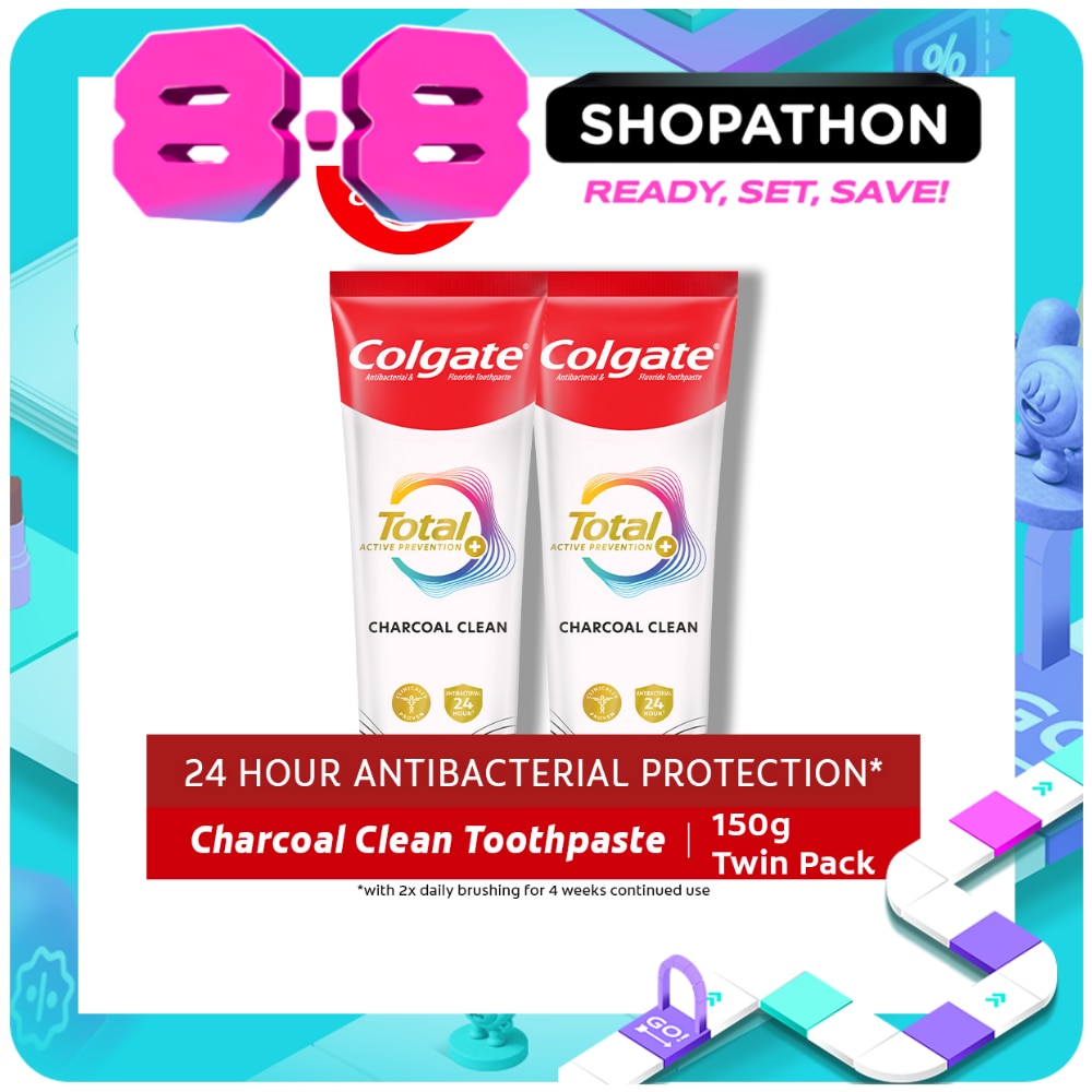 Colgate Total Charcoal Deep Clean Antibacterial Toothpaste 150g Twin Pack image