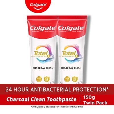 COLGATE - Colgate Total Charcoal Deep Clean Antibacterial Toothpaste 150g Twin Pack