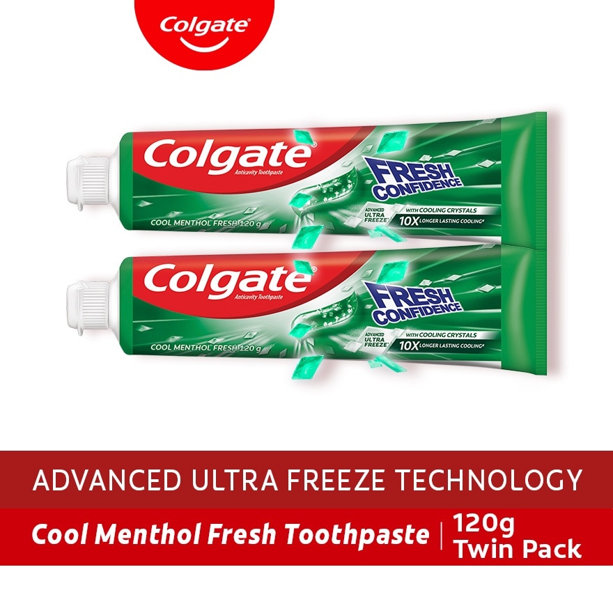 Fresh Confidence Cool Menthol Fresh Toothpaste for Fresh Breath 120g Twin Pack