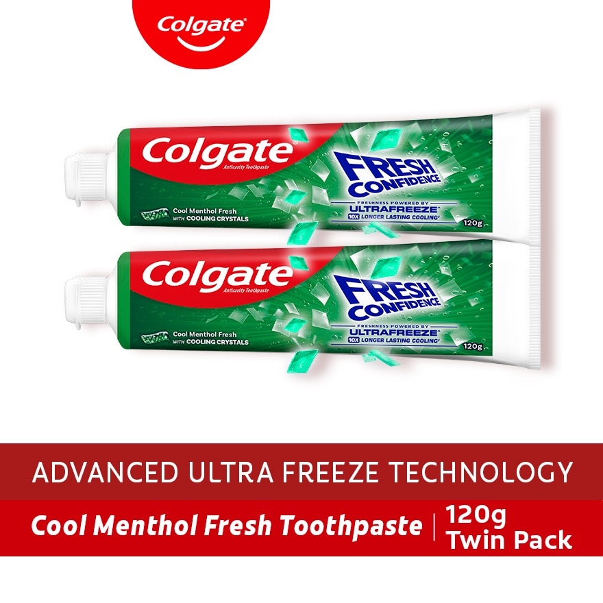 Colgate Fresh Confidence Cooling Crystals Cool Menthol Fresh Toothpaste 120g Twin Pack