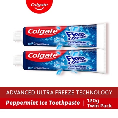 COLGATE - Colgate Fresh Confidence Cooling Crystals Peppermint Ice Toothpaste 120g Twin Pack