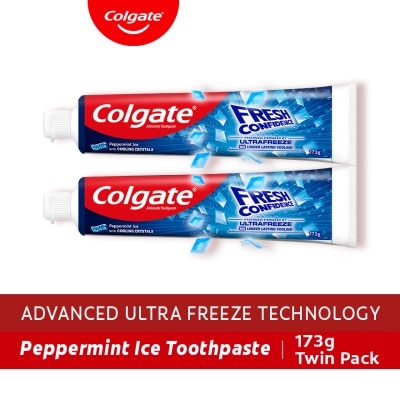COLGATE - Colgate Fresh Confidence Cooling Crystals Peppermint Ice Toothpaste 173g Twin Pack