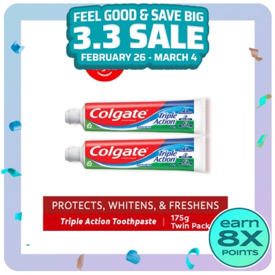 COLGATE Triple Action Anti-Cavity Family Toothpaste 175g Twin Pack