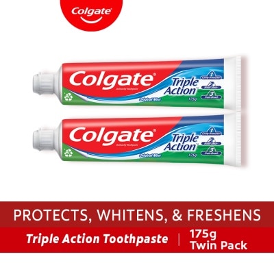 COLGATE Triple Action Anti-Cavity Family Toothpaste 175g Twin Pack