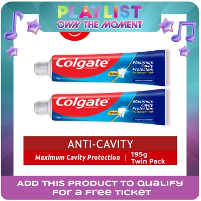 COLGATE - Maximum Cavity Protection Great Regular Flavor Anti-Cavity Family Toothpaste 195g Twin Pack