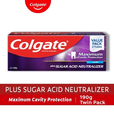 COLGATE Maximum Cavity Protection plus Sugar Acid Neutralizer Anti-Cavity Family Toothpaste 122ml Twin Pack