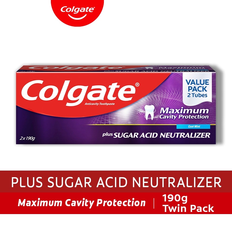 Maximum Cavity Protection plus Sugar Acid Neutralizer Anti-Cavity Family Toothpaste 122ml Twin Pack