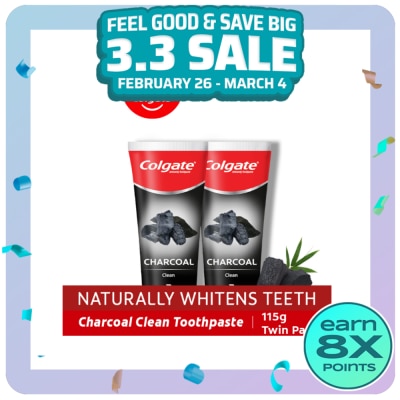 COLGATE Charcoal Clean Toothpaste 115g Twinpack