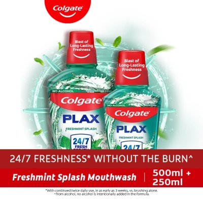 COLGATE - Colgate Plax Freshmint Splash Mouthwash 500mL + Colgate Plax Mouthwash 250mL Value Pack image