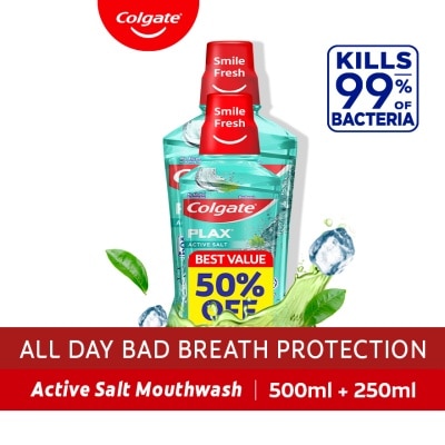 COLGATE - Colgate Plax Active Salt Mouthwash 500mL + Colgate Plax Mouthwash 250mL Value Pack image