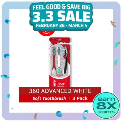 COLGATE Colgate 360 Advanced White Toothbrush 3Pk (Soft)