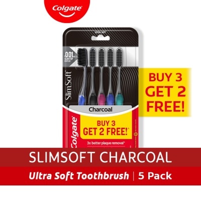 COLGATE Slim Soft Charcoal Toothbrush 3+2 Super Saver Pack