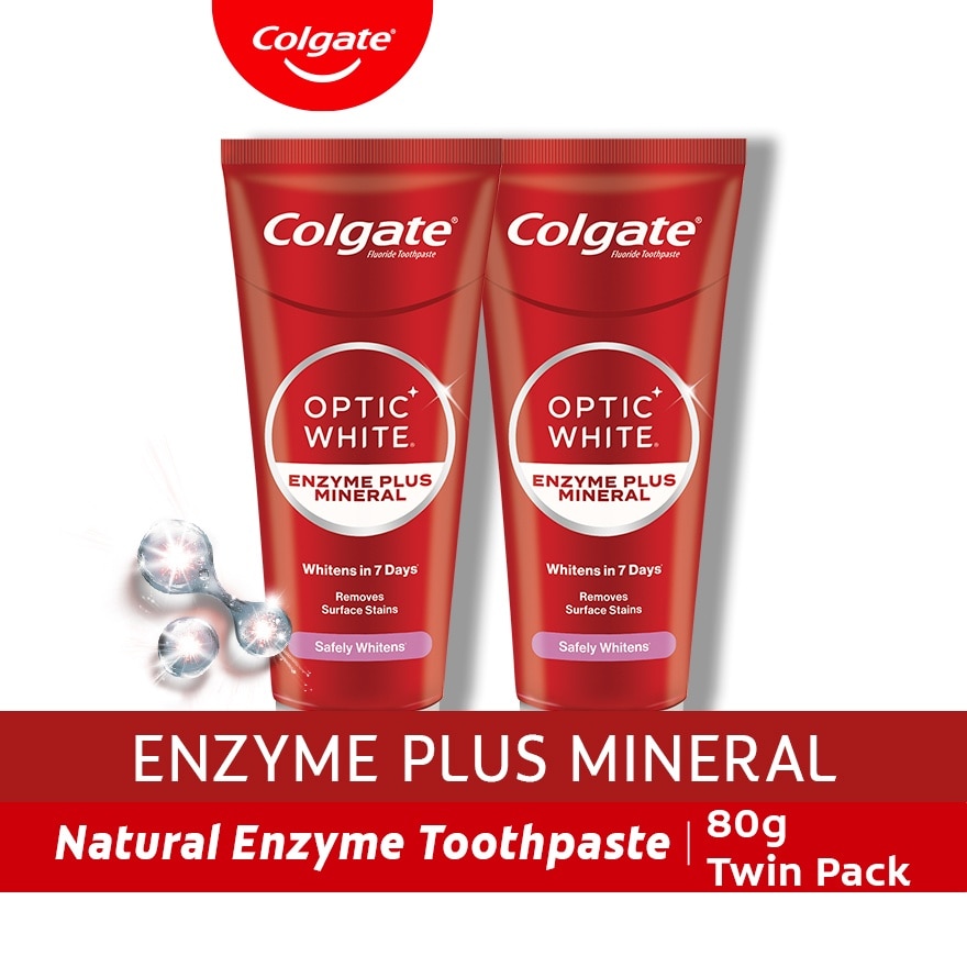 Colgate Optic White Enzyme Whitening Toothpaste 80g Twin Pack