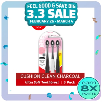 COLGATE Colgate Cushion Clean Charcoal Toothbrush 3Pk (Soft)