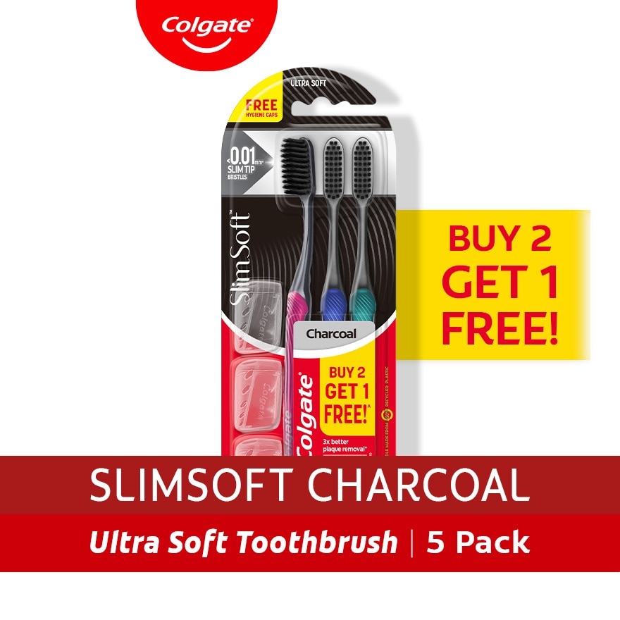 Colgate SlimSoft Charcoal Toothbrush Pack of 3 image
