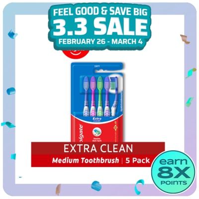 COLGATE COLGATE Extra Clean Toothbrush Super Value 5Pk (Soft)