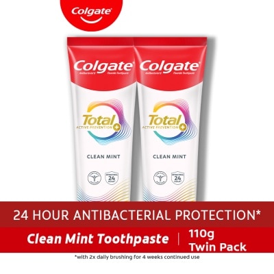 COLGATE - Colgate Total Clean Mint Antibacterial Toothpaste 110g Twin Pack