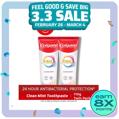 COLGATE COLGATE Total Clean Mint Toothpaste 110g Twin Pack