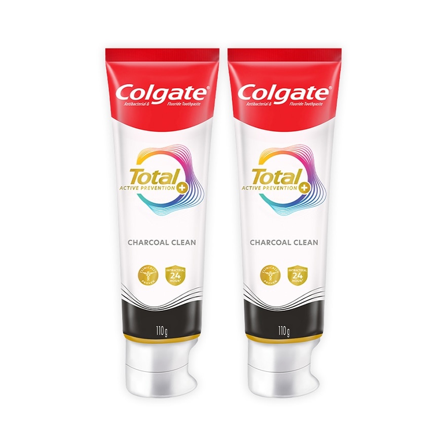 Colgate Total Charcoal Deep Clean Antibacterial Toothpaste 110g Twin Pack