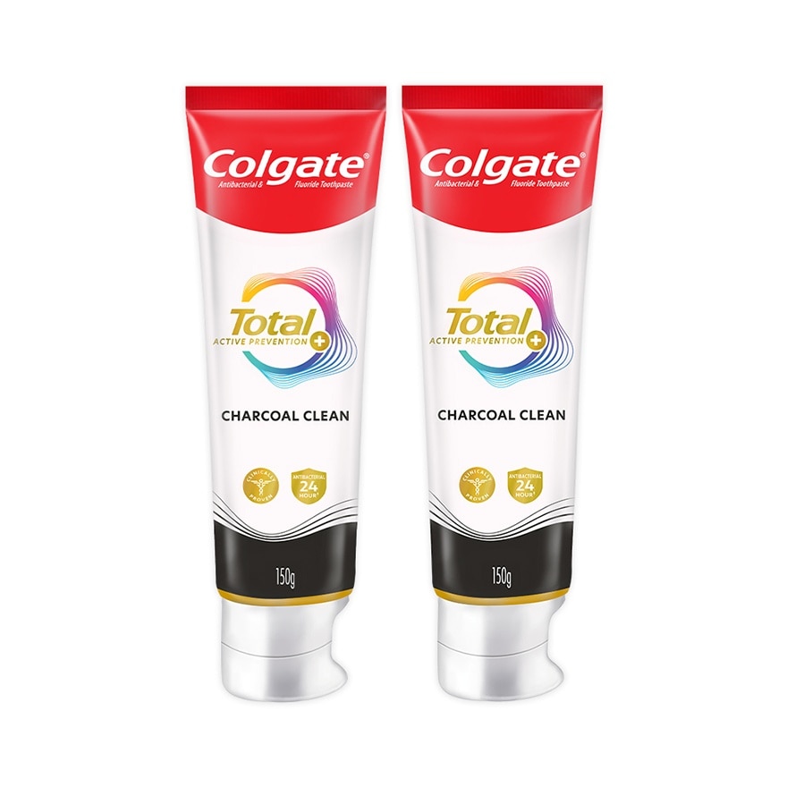 Colgate Total Charcoal Deep Clean Antibacterial Toothpaste 150g Twin Pack