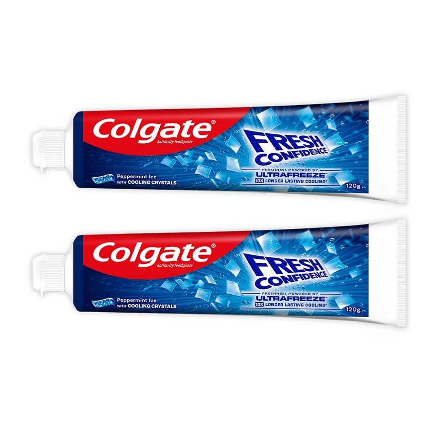 Colgate Fresh Confidence Cooling Crystals Peppermint Ice Toothpaste 120g Twin Pack
