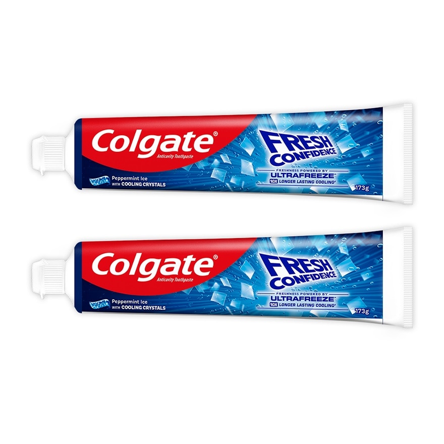 Colgate Fresh Confidence Cooling Crystals Peppermint Ice Toothpaste 173g Twin Pack