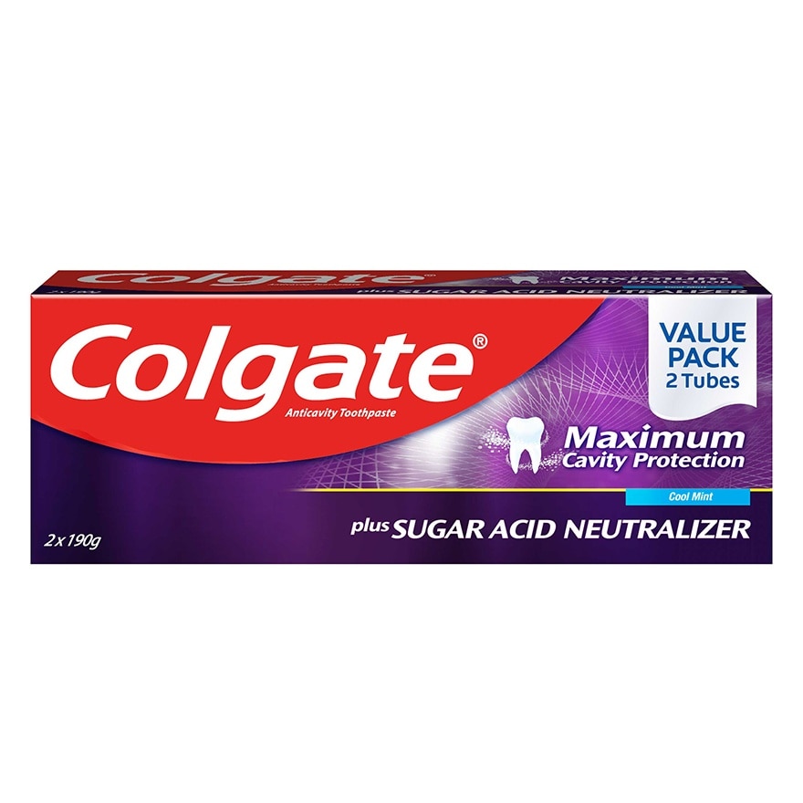 Colgate Maximum Cavity Protection Plus Sugar Acid Neutralizer Anti-Cavity Toothpaste 190g Twin Pack