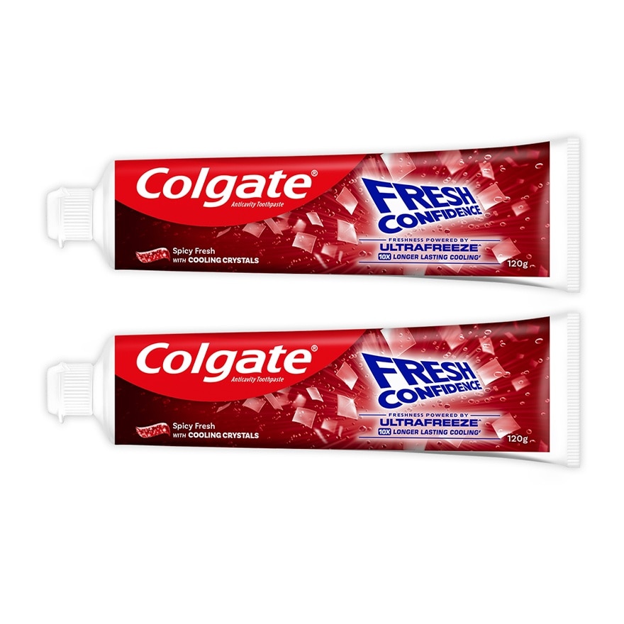Colgate Fresh Confidence Cooling Crystals Spicy Fresh Toothpaste 120g Twin Pack