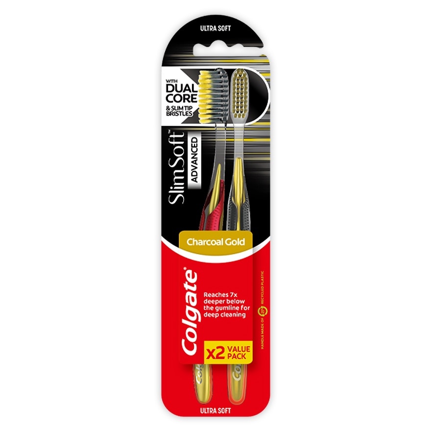 Colgate Slim Soft Advanced Gold Toothbrush Pack of 2 image