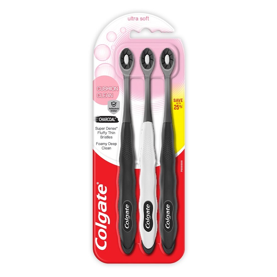 Colgate Cushion Clean Charcoal Toothbrush Pack of 3