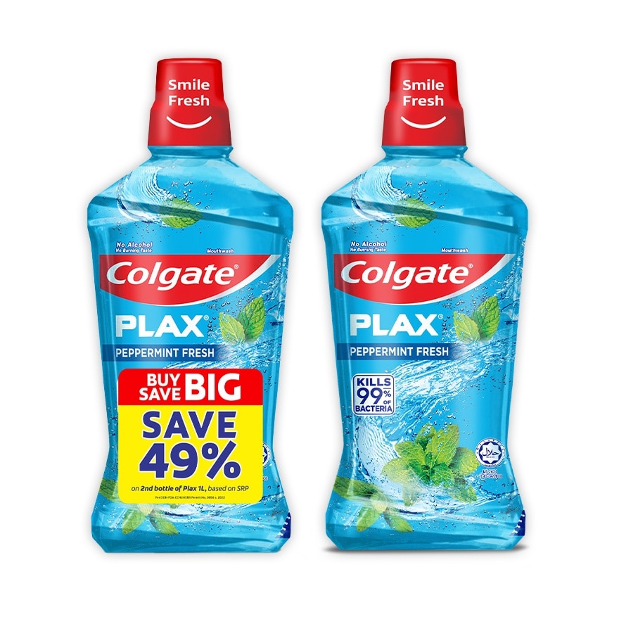 Colgate Plax Peppermint Fresh Mouthwash 1L Pack of 2 image